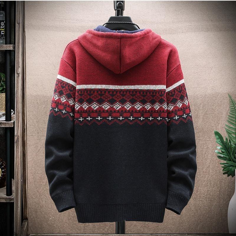 Moda masculina jaqueta outono e inverno casual suéter jaquetas suéter de malha quente com capuz casacos