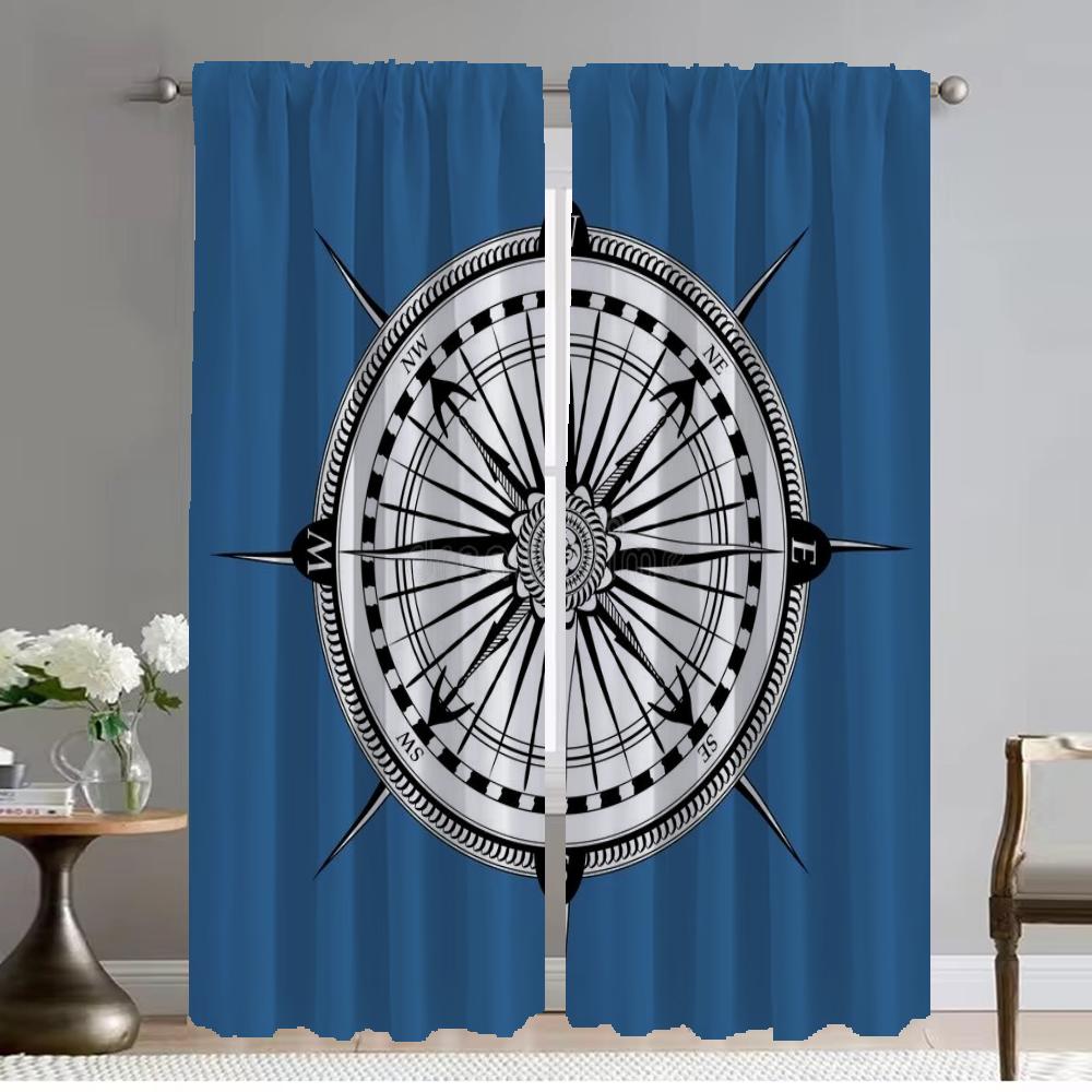 

Anchor Shades Partition Home Interior Curtains 2 Pieces Window Warning for Room 2 Panel Tulle for Спальня Halloween Decoration W50xH70cmx2pcs-CL