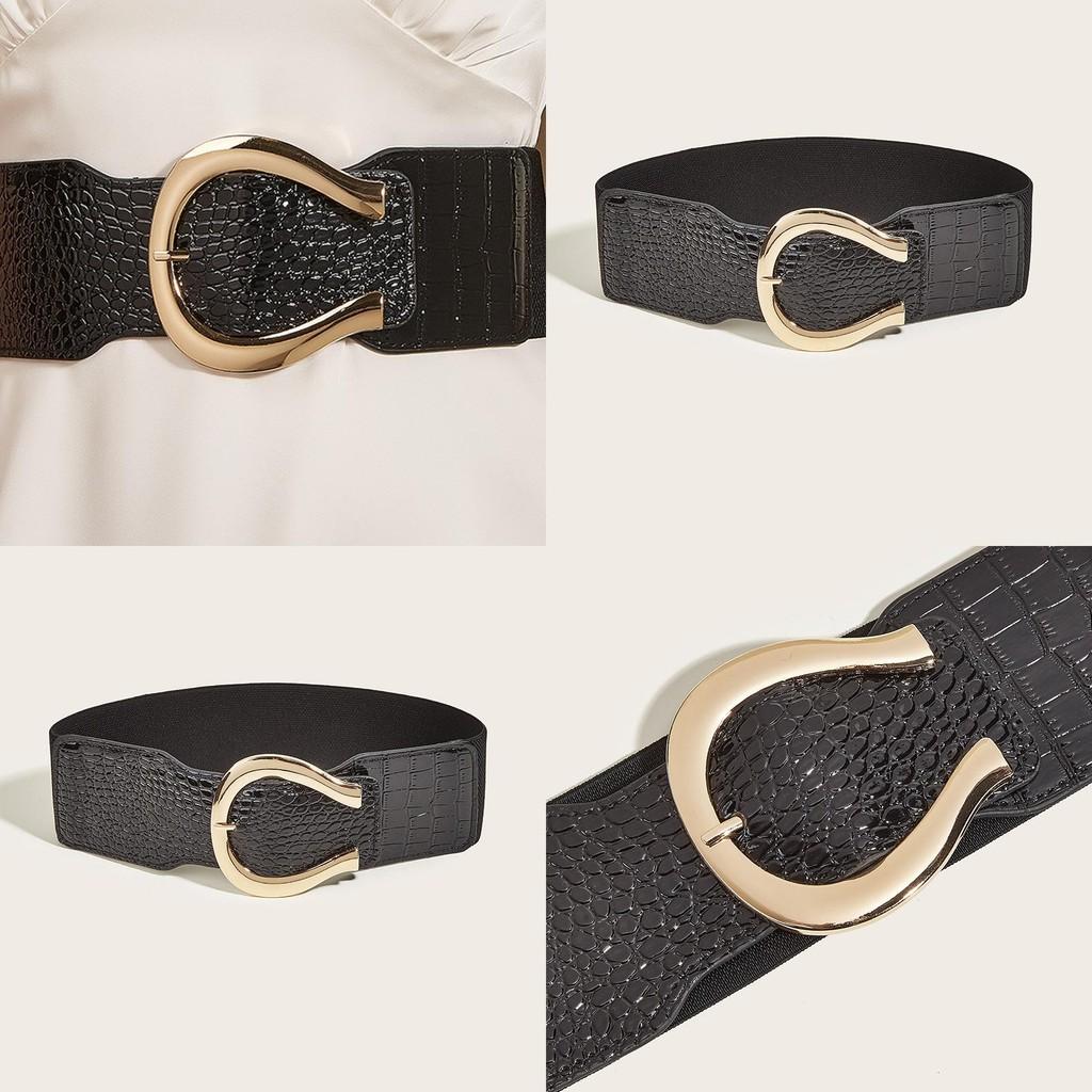 Fashion Gold Buckle Decoration Casual Wide Waist Belt For Womens Style