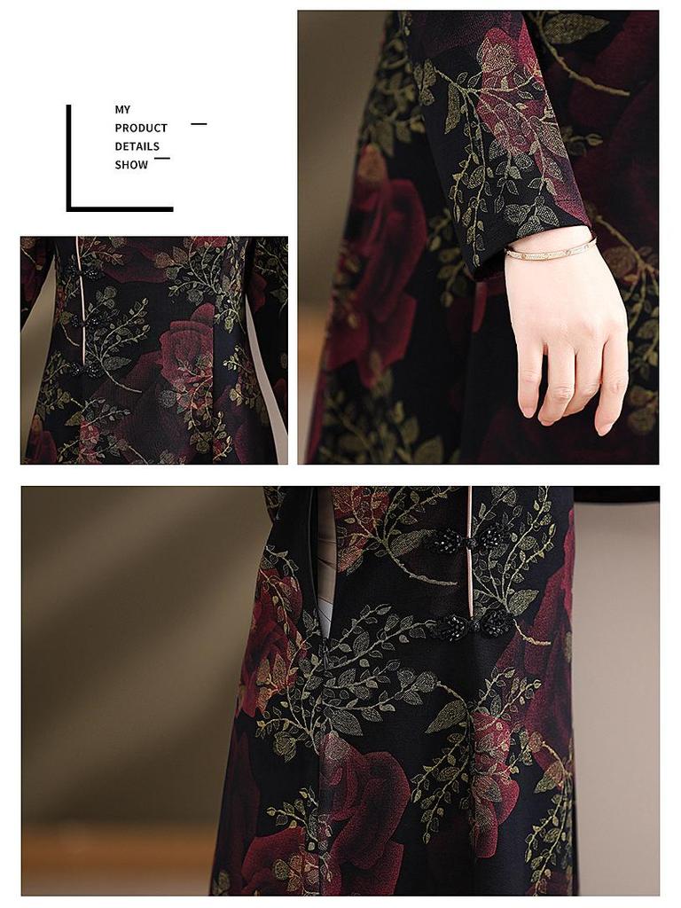 Cheongsam-Kleid für Damen mittleren Alters, Herbst 2025: Eleganter langer Stil