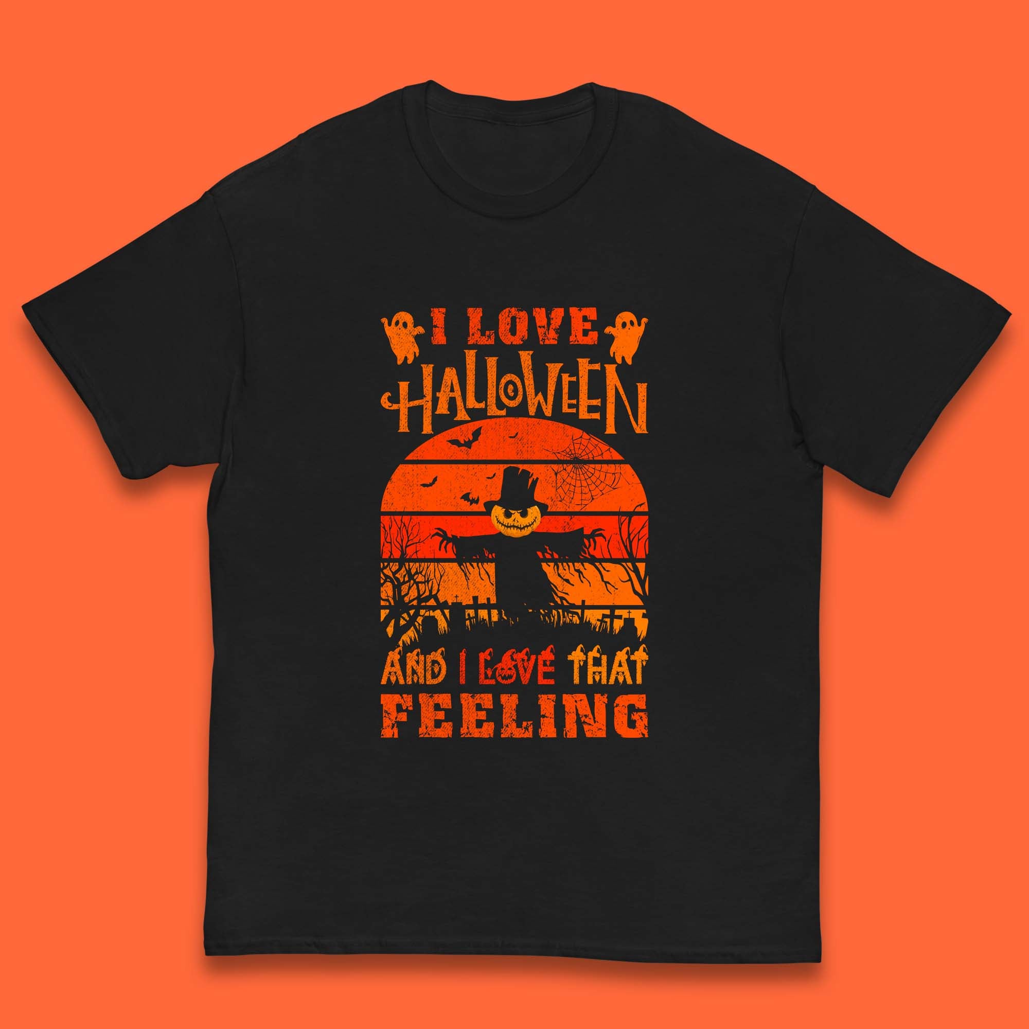 I Love Halloween And I Love That Feeling Horror Spooky Sacrecrow Kids T Shirt 100
