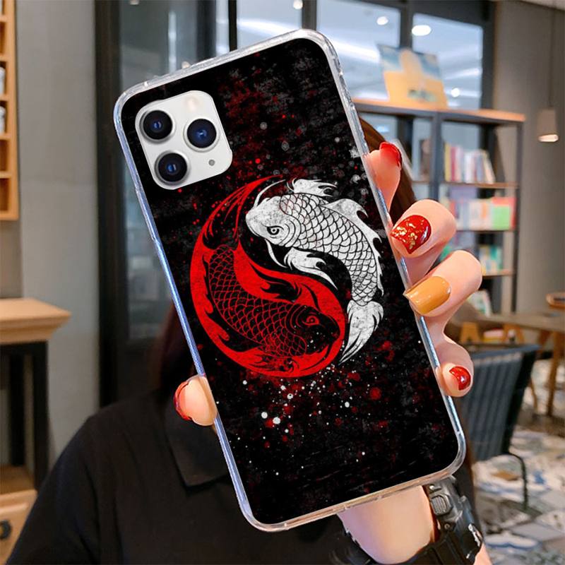 Chinese Koi Fishes Phone Case for iPhone 11 12 13 Mini Pro Max 8 7 6 6S Plus X 5 SE 2020 XR XS Case Shell