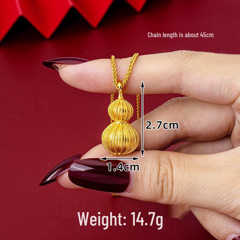 Vintage Filigree Gourd Pendant Necklace: Women's Vietnamese Sand Gold, Court Style, Durable Color Retention