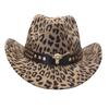 European and American leopard print felt hat men's and women's retro western cowboy hat outdoor woolen jazz hat street fashion top hat