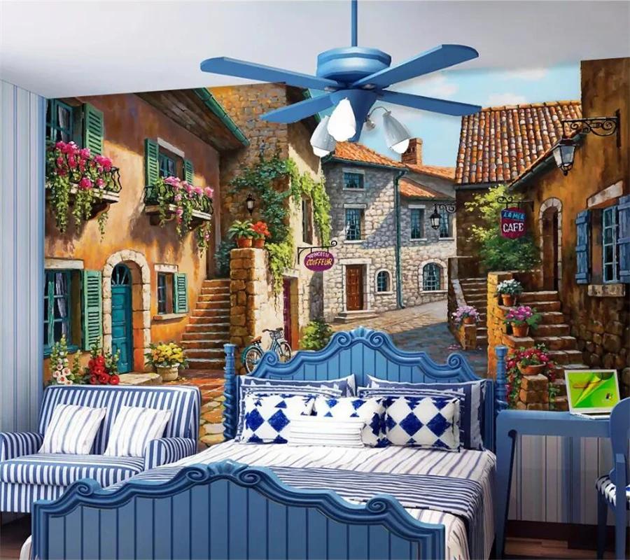Tapete Europäische Stadtlandschaft 3D Wandbild Restaurant Wohnzimmer Hintergrund Tapete