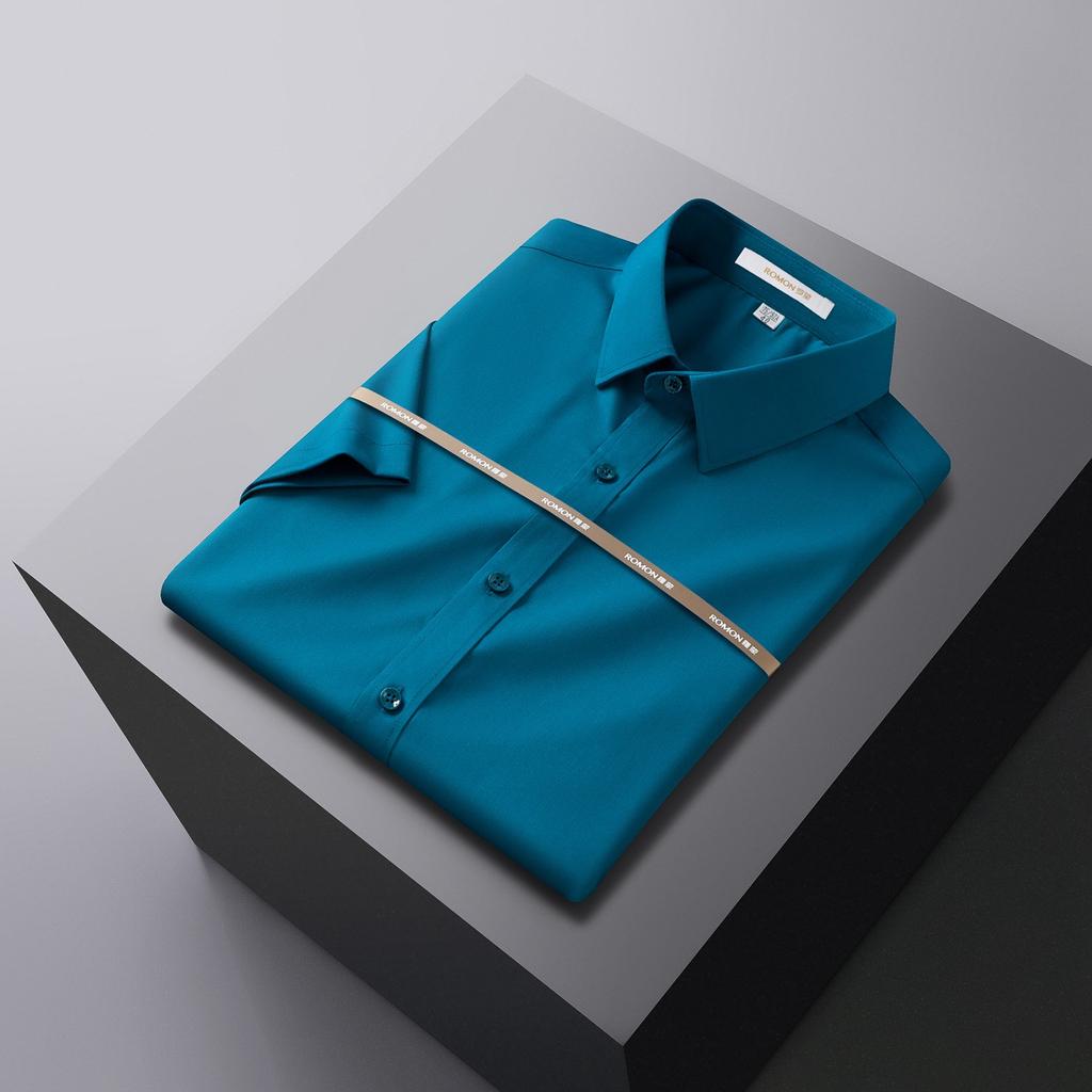 Summer New Bamboo Fiber Shirt Men's Short-sleeved Slim-fitting Non-iron Business Formal Wear Professional Work Clothes Suit White Shirt