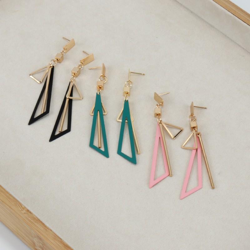 Korean Geometric Triangle Tassel Earrings: Trendy Niche Design