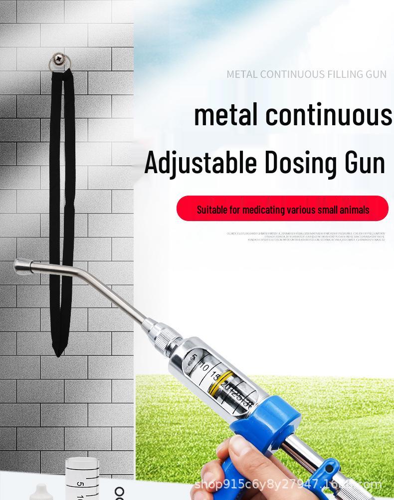 Adjustable Stainless Steel Drenching Gun with Bottle for Pigs, Cattle, and Sheep Feeding.