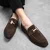 Large Size Frosted Leather Beanie Shoes Men's Spring and Autumn New Lazy British Men's Shoes Hairstylist Small Leather Shoes
