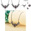 Gothic Bat Pendant Necklace With Faux Ruby Cutouts And Alloy Material For Halloween Costume Accessories