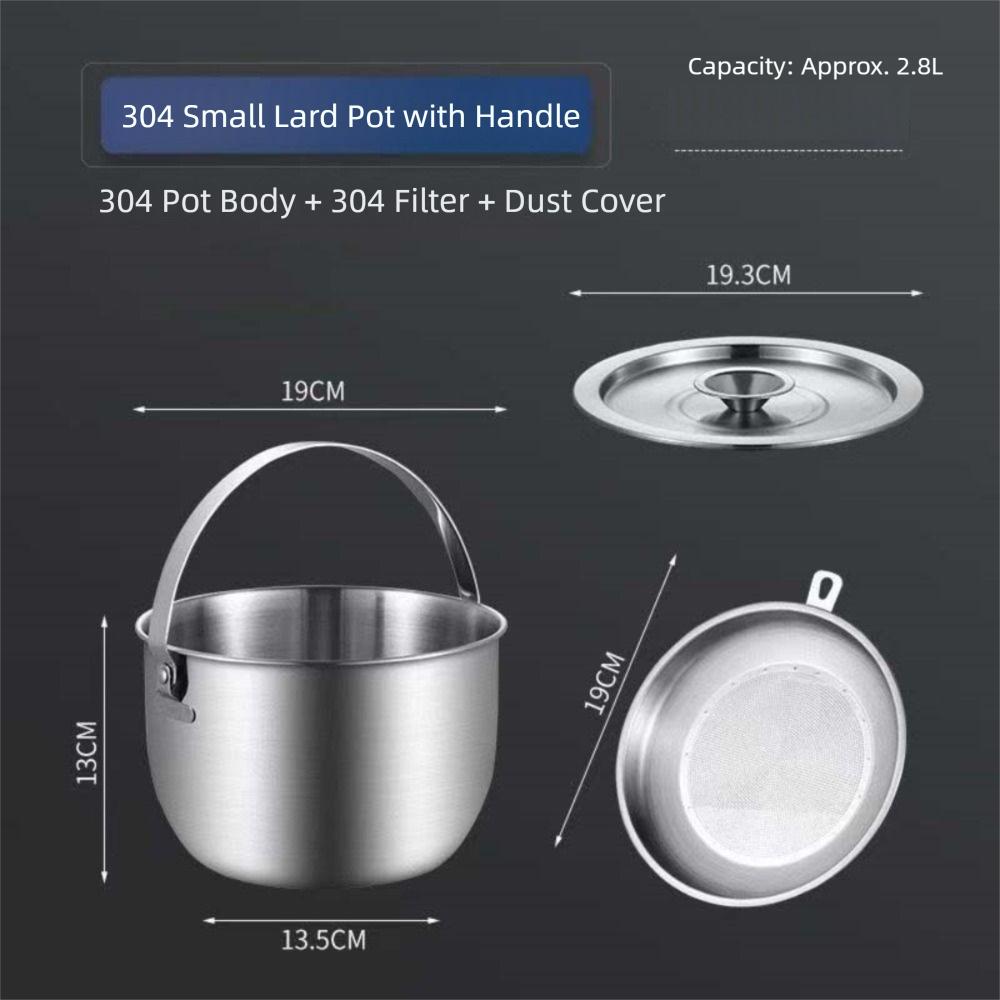 New 2.8L Oil Filter Pot Stainless Steel Large Capacity Filter tank Grease Keeper Storage Container Oil Bottle Kitchen