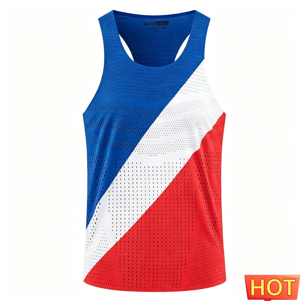 Marathon Sports Men Women's Vest Men's T-shirts Tank Tops Stripe Gradient Men's Running Vest Breathable Men's Sleeveless T-shirt