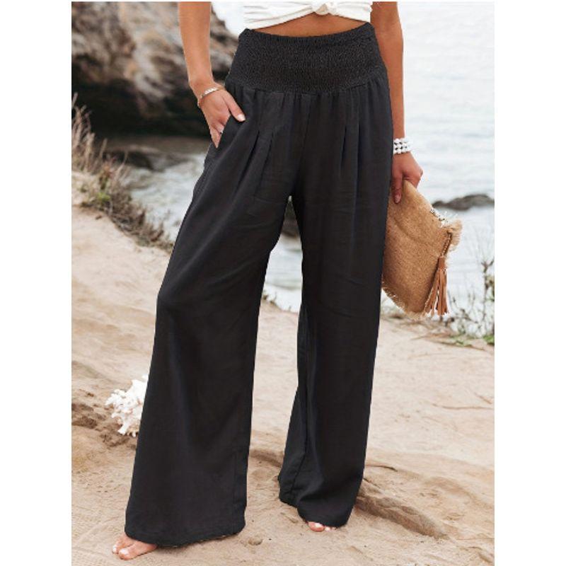 Casual Elastic High Waist Wide Leg Pants