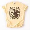 Coffee Dragon Linocut T-Shirt, Cottagecore Fantasy Graphic Tee