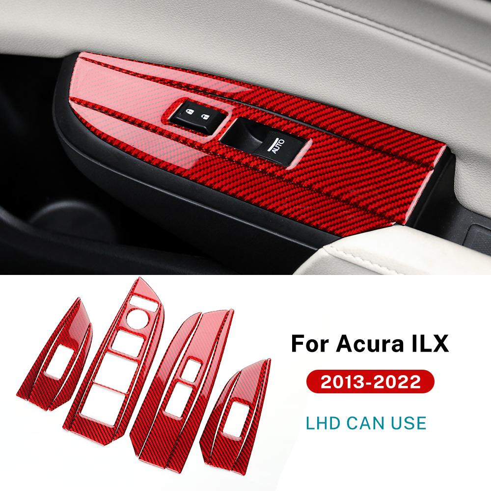 Real Soft Carbon Fiber Sticker for Acura ILX 2013 2014 2015 2016 2017 2018 2019 2020 2025 2025 LHD Car Window Button Panel Trim