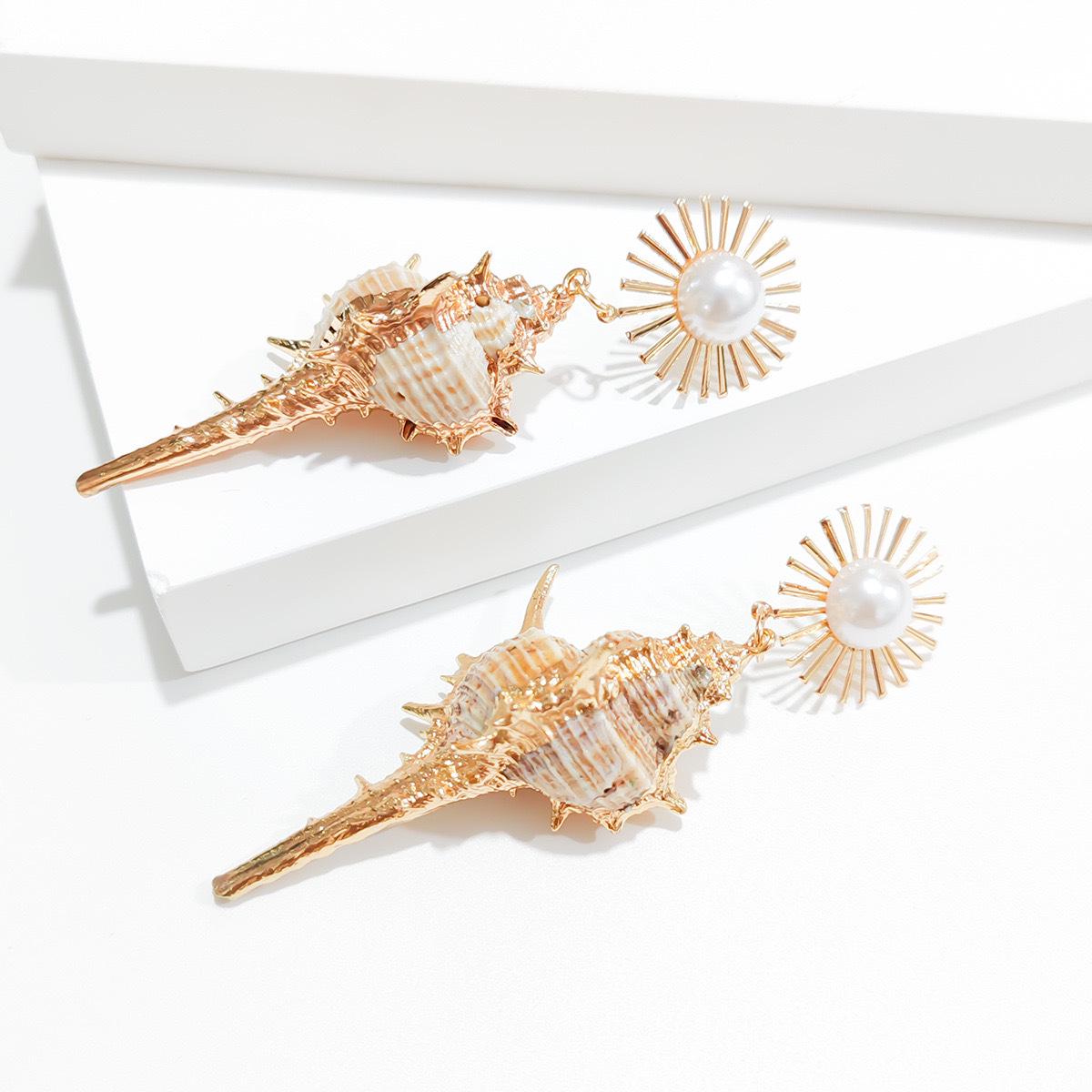 

Серьги-ракушки Seaside Holiday: Уникальные, модные и стильные длинные серьги в европейском и американском стиле. коричневый