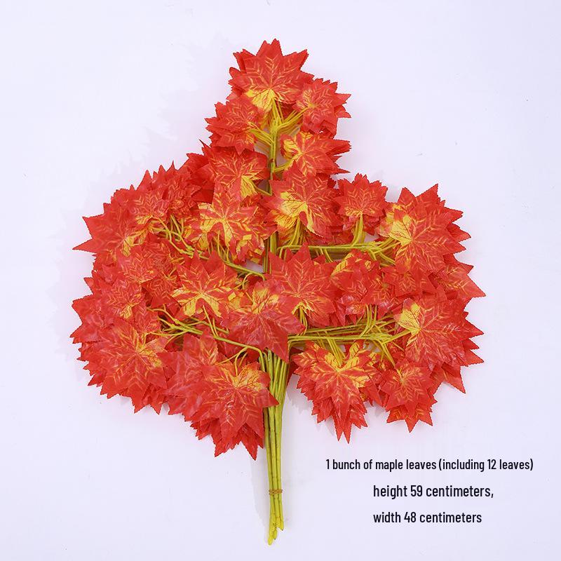 Artificial Autumn Red Maple Leaf Branches for Landscaping and Decoration