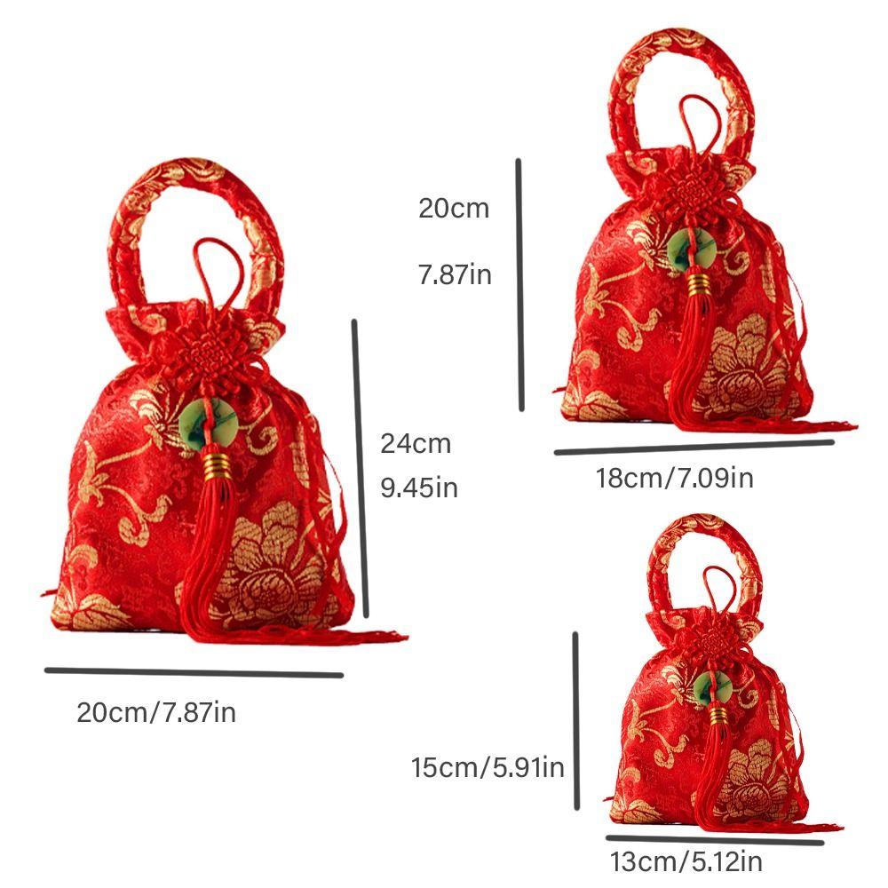 Wrist Bag Canvas Flower Drawstring Bag Large Capacity Festive Sugar Bag Outdoor