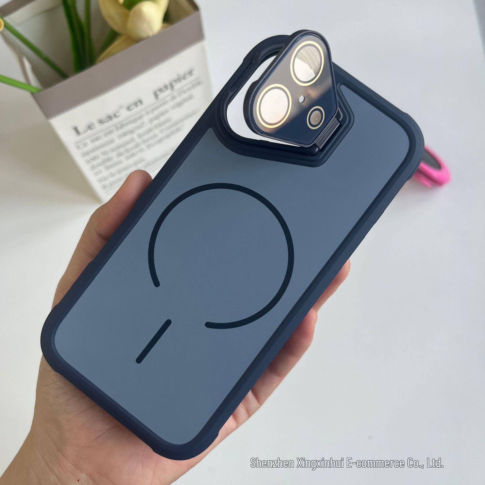 

Colorful Magnetic Stand Case for iPhone 17 Pro Max - Skin-Feel, Full Coverage for Apple 16. iPhone 12 Pro Max темно-синього кольору
