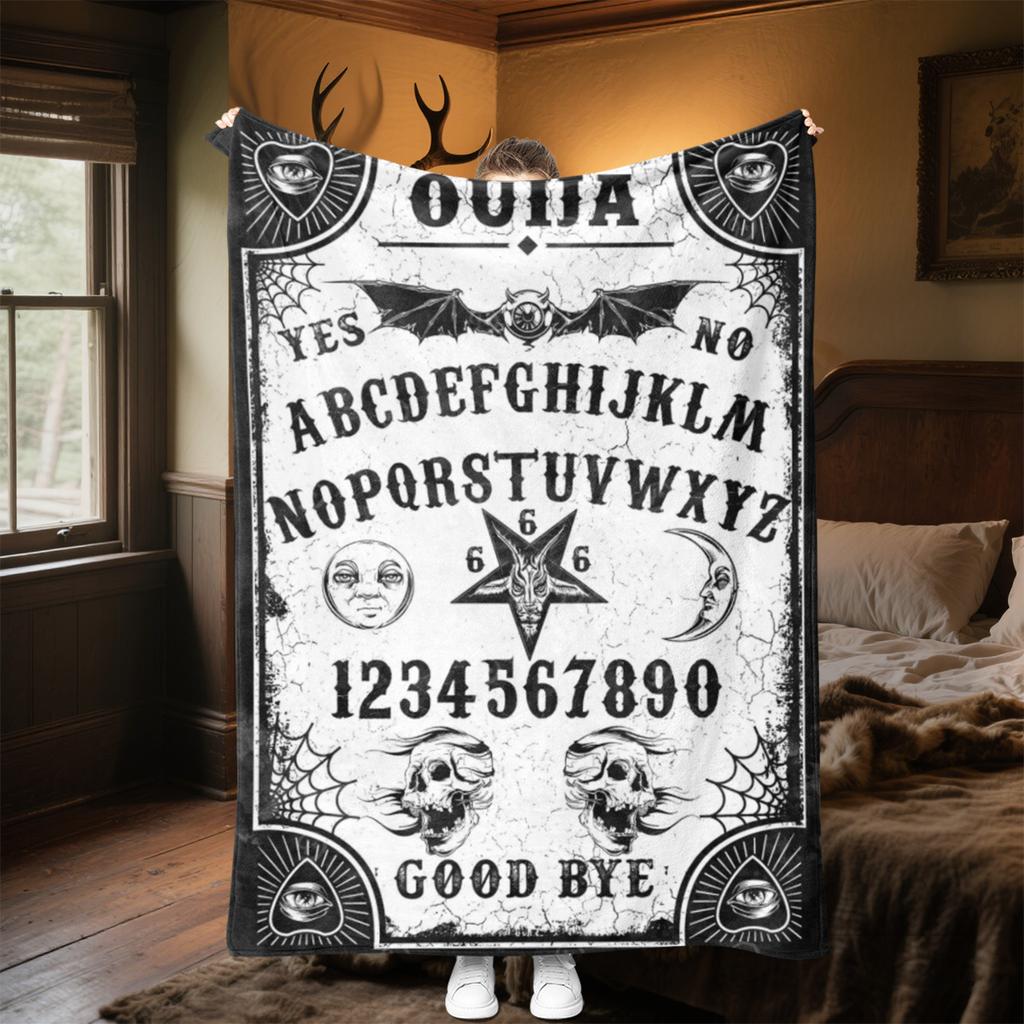 1PC Spirit Board Ouija Print Plush Blanket Perfect All Seasons Soft Comfortable Sofa Office Travel Festive Gift