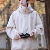 Suede American Turtleneck Sweater Men's Autumn and Winter Models, Trendy Brand Loose Casual Velvet Semi-zipper Hooded Jacket