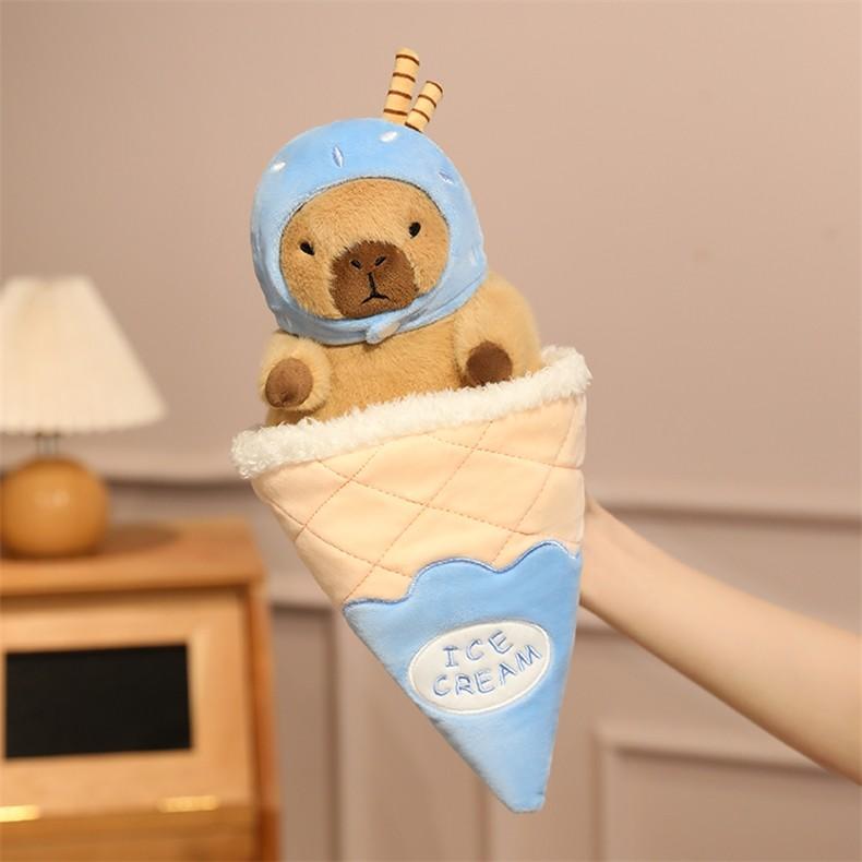 Cream Ice Strawberry Capybara Cute Cartoon Plush Doll Toy Decoration Bedroom