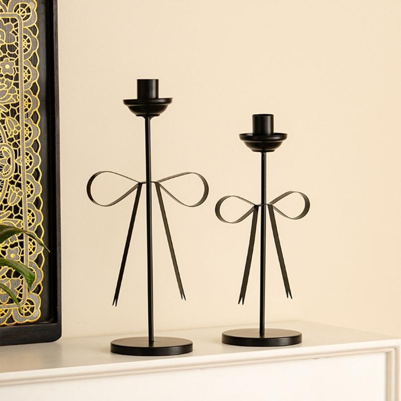 Decorative Candle Stands Iron Taper Candle Holders Bowknot Candlestick Holders for Wedding,Dinning,Party Decorations