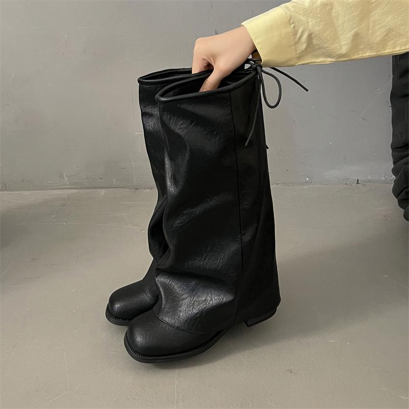 Fashion Women Knee High Boots Designer Mid Heels Shoes Fashion Winter Chelsea Boots 2025 New Casual Goth Gladiator Zapatillas De Mujer