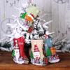 Plaid Burlap Santa Stocking & Christmas Tree Ornament Gift Set