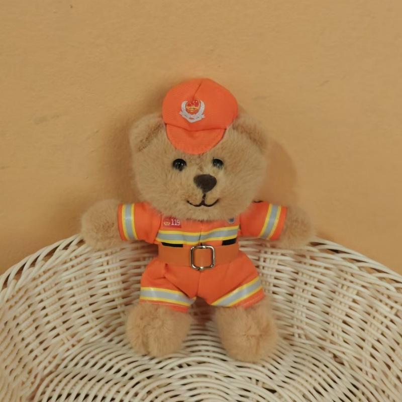 Traffic Police Officer Bear Doll Cute Doll Police Car Keychain Plush Toy Schoolbag Pendant Small Pendant Puppet