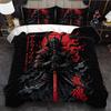 3-teiliges japanisches Samurai-Seelen-Thema Bettbezug-Set, Dreiteiliges Bettwäsche-Set (1 Bettbezug + 2 Kissenbezüge), Großes Doppelbett-Deckenbezug-Set, Suita