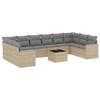 VidaXL Garden Lounge Set 11 Pcs with Beige Cushions Wicker 3219469