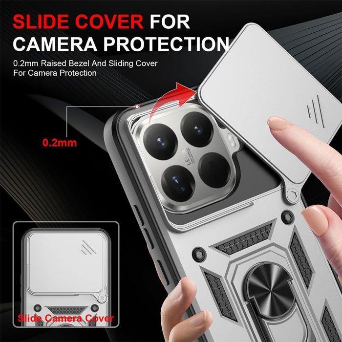 Coque de Protection - E.F.CONNECTION - pour Xiaomi 15T - avec Cache Caméra Anti-Rayures - Argenté - 2 Vitres