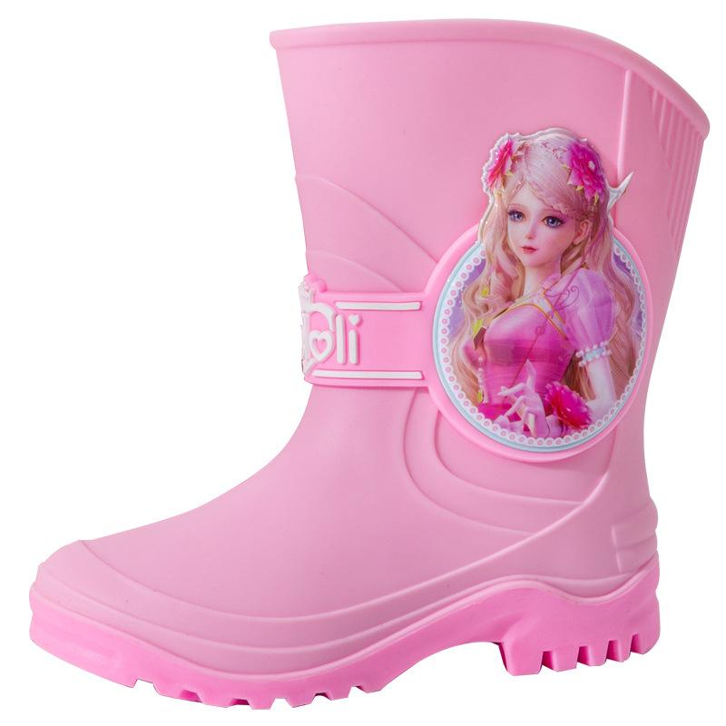 Ye Luoli High Tube Rain Boots Four Seasons3-7Year-old Rubber Boots Kindergarten Rain Boots for Girls, Big Kids, Fleece-lined Cartoon Water Shoes for