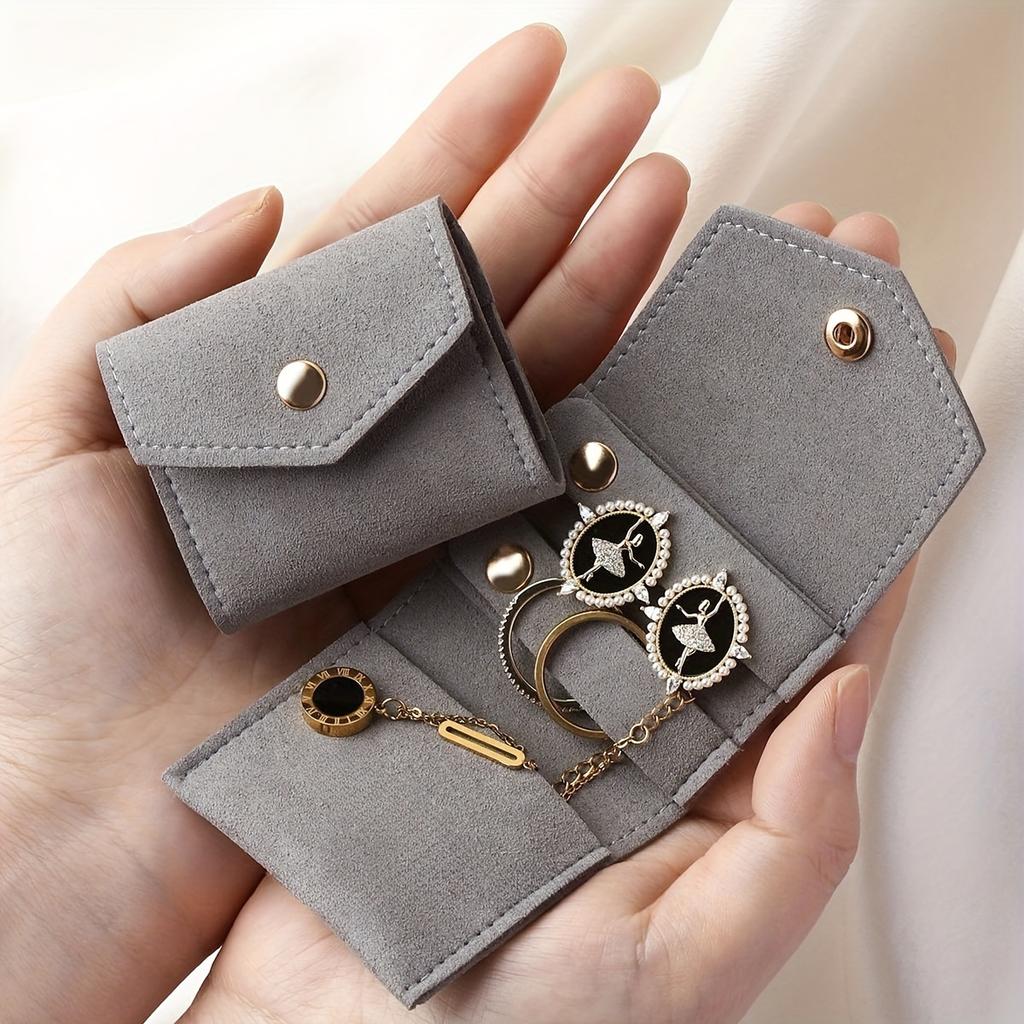 1 Stück Wildleder Schmuckaufbewahrung Faltbeutel Mini Schmuck Organizer Tasche Süßes Geschenk für Frauen Geeignet für Ring Ohrring Halskette Aufbewahrung