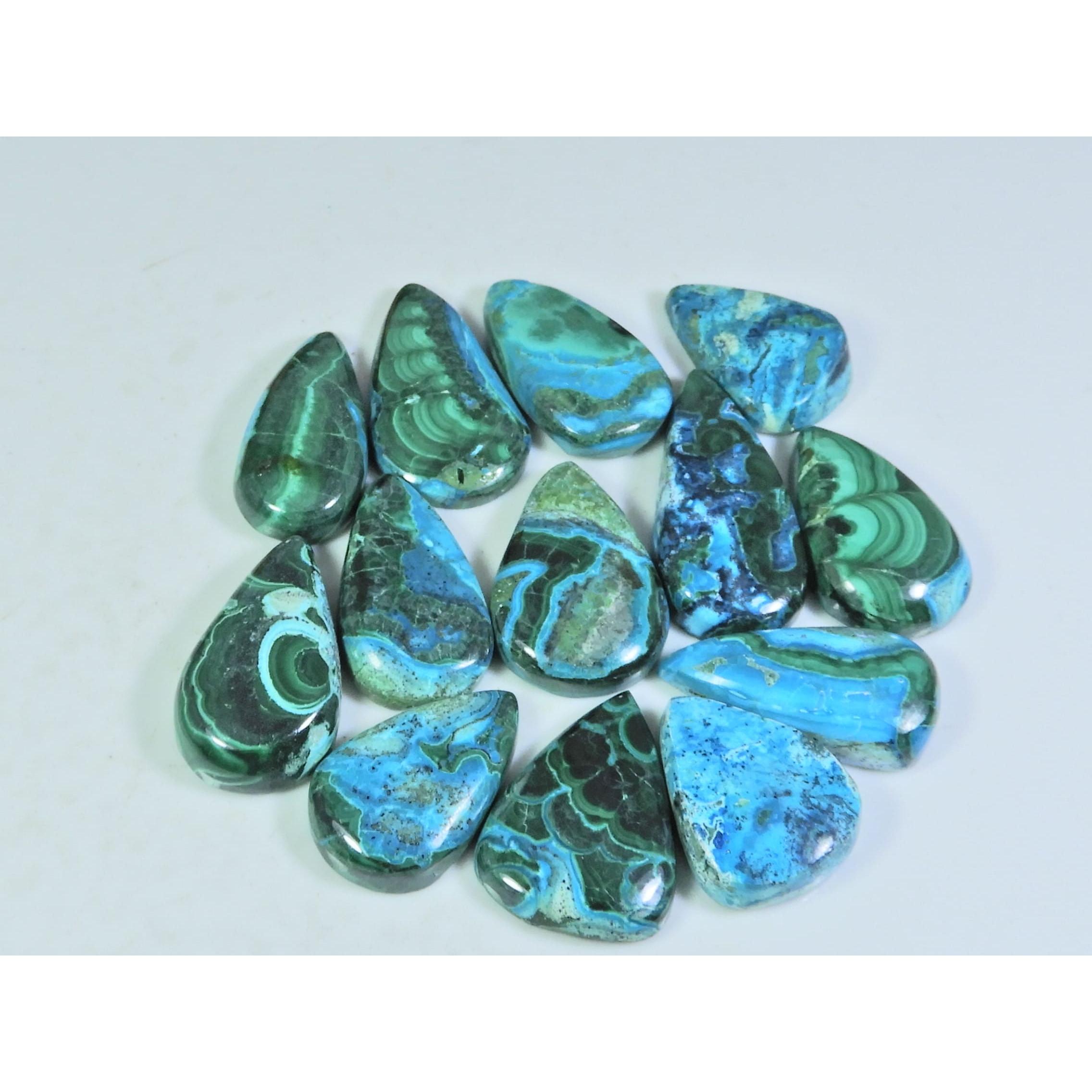 

16X20-16X27ММ Натуральная хризоколла малахит груша кабошон драгоценный камень 13 шт. лот C-138