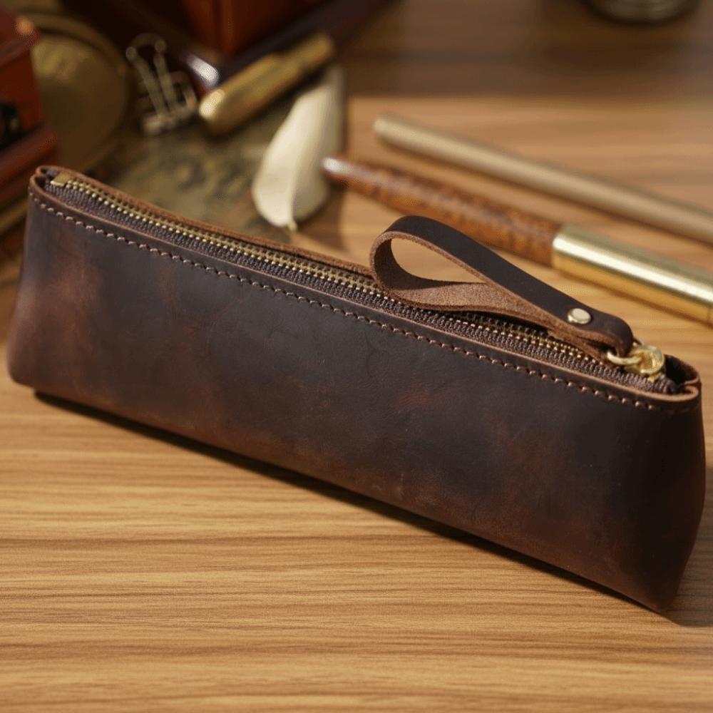 PU Leather Makeup Brush Storage Bag Portable Zipper Closure Pencil Pouch Case Dust-Proof Beauty Pencil Case Travel