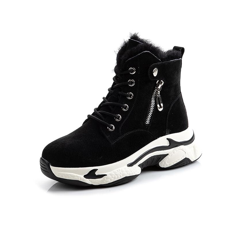 Real wool Martin boots skirt women's 2025 new winter medium tube thick-soled leather short boots round head velvet women's boots