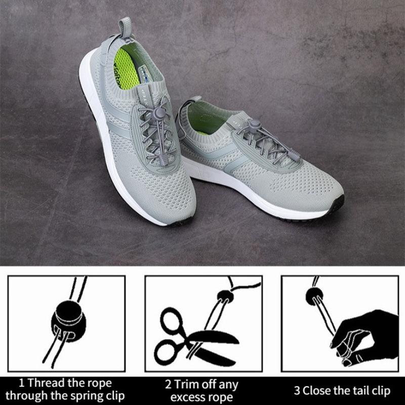 1pair No-Tie Athletic Shoes Elastic Cord Laces Adjustable Buckle 1mm Rubber Cord Cuttable Ideal for Hiking Sports camping gadget