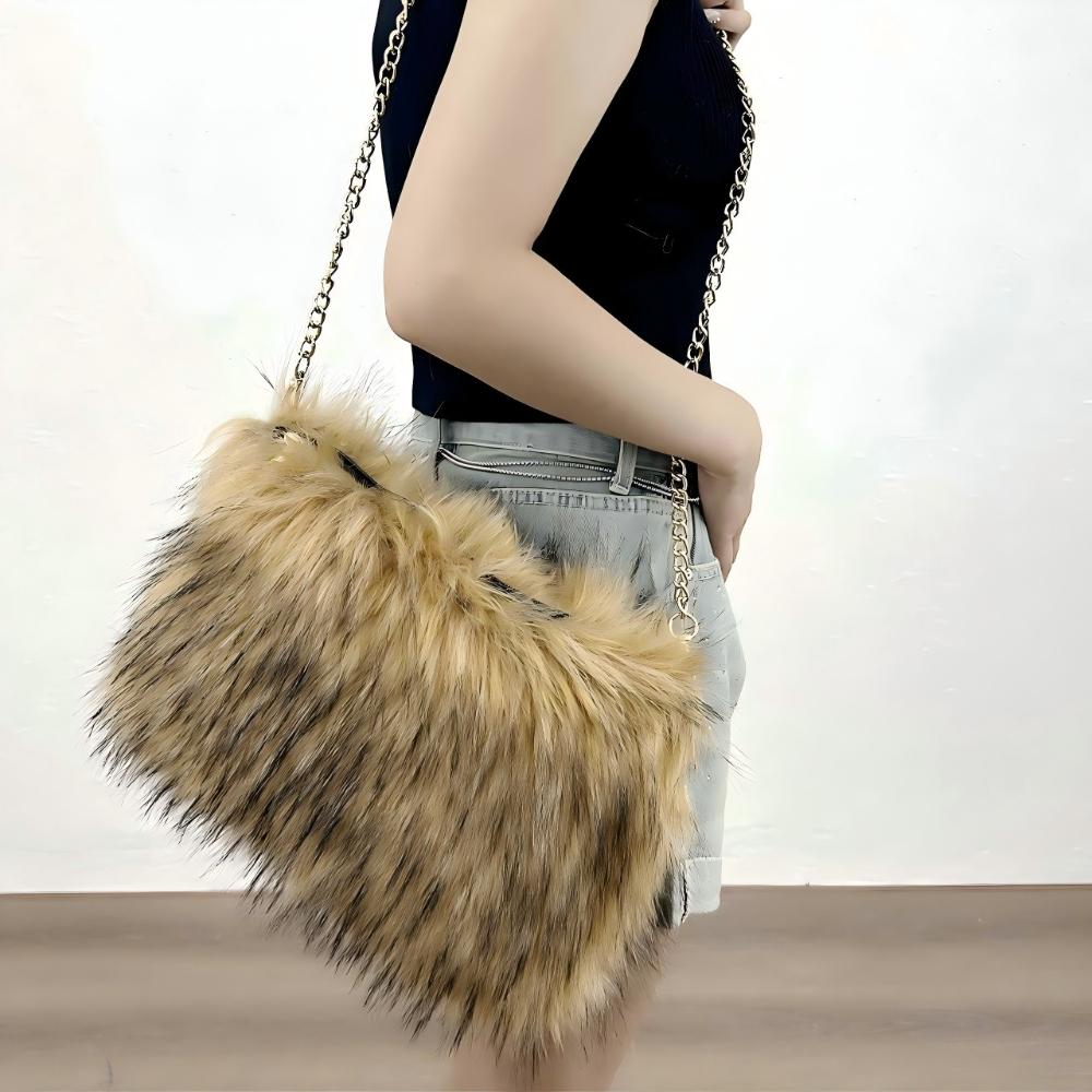 2025 Zima Nové Plyšové Spojkové Kabelky Imitace Mývalí Srsti Dámská Kabelka do Podpaží Evropský Americký Trendy Řetízek Dámské Ramenní Kabelky Dámská Měkká Nadýchaná Kabelka