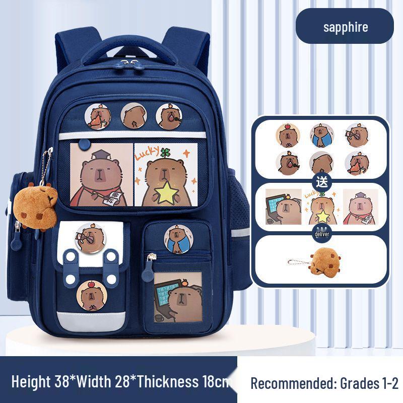Kids' Lightweight Backpack with Spine Protection for Grades 1-6, Large Capacity, Ideal for Boys and Girls