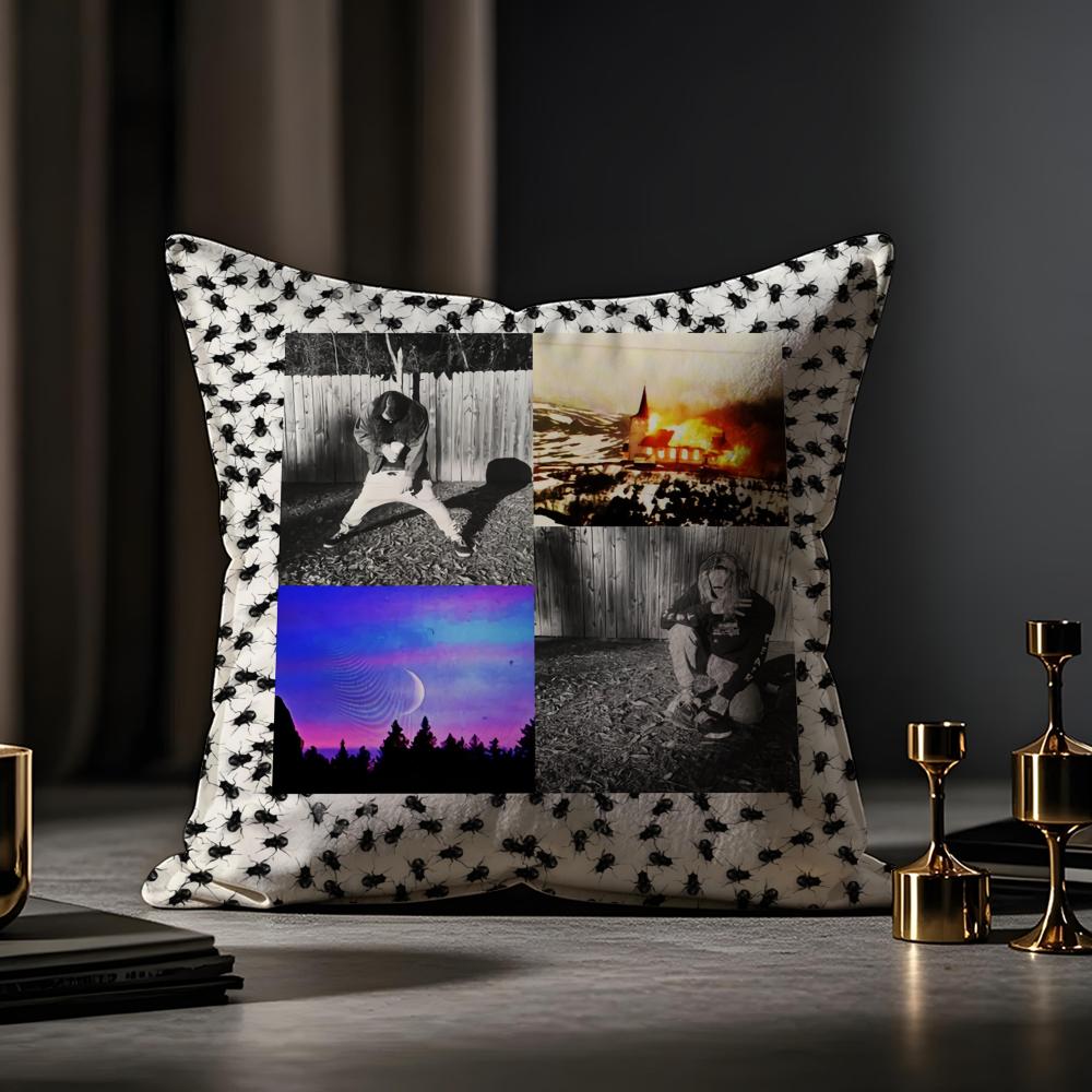 Home Decoration S-Suicideboys G59 Cushion Cover Anti-dustmite Pillowcase Invisible Zipper Silky Short Plush Sofa Cushion Cover