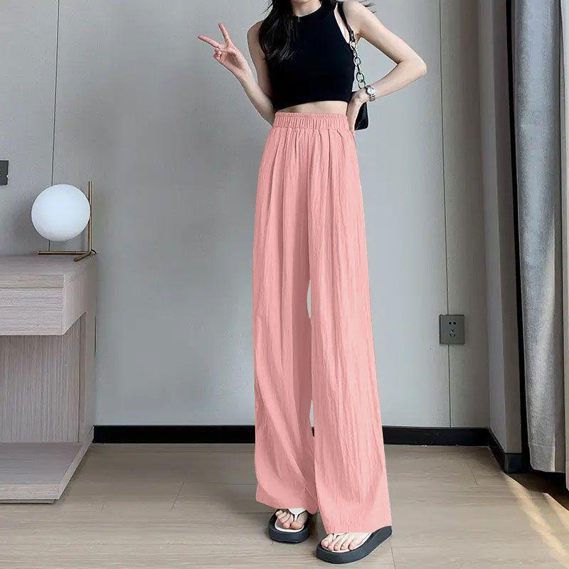 

Women s Ice Silk Wide-Leg Pants Set - High-Waisted, Slimming, Loose-Fit for Summer 3XL (145-160 jin)