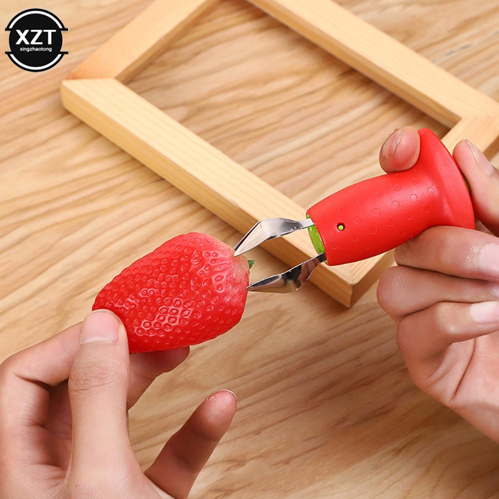 1pc Strawberry Core Removal Tool Metal Plastic Fruit Knife Stem Removal Small Tool Salad Cake Making Kitchen Accessories