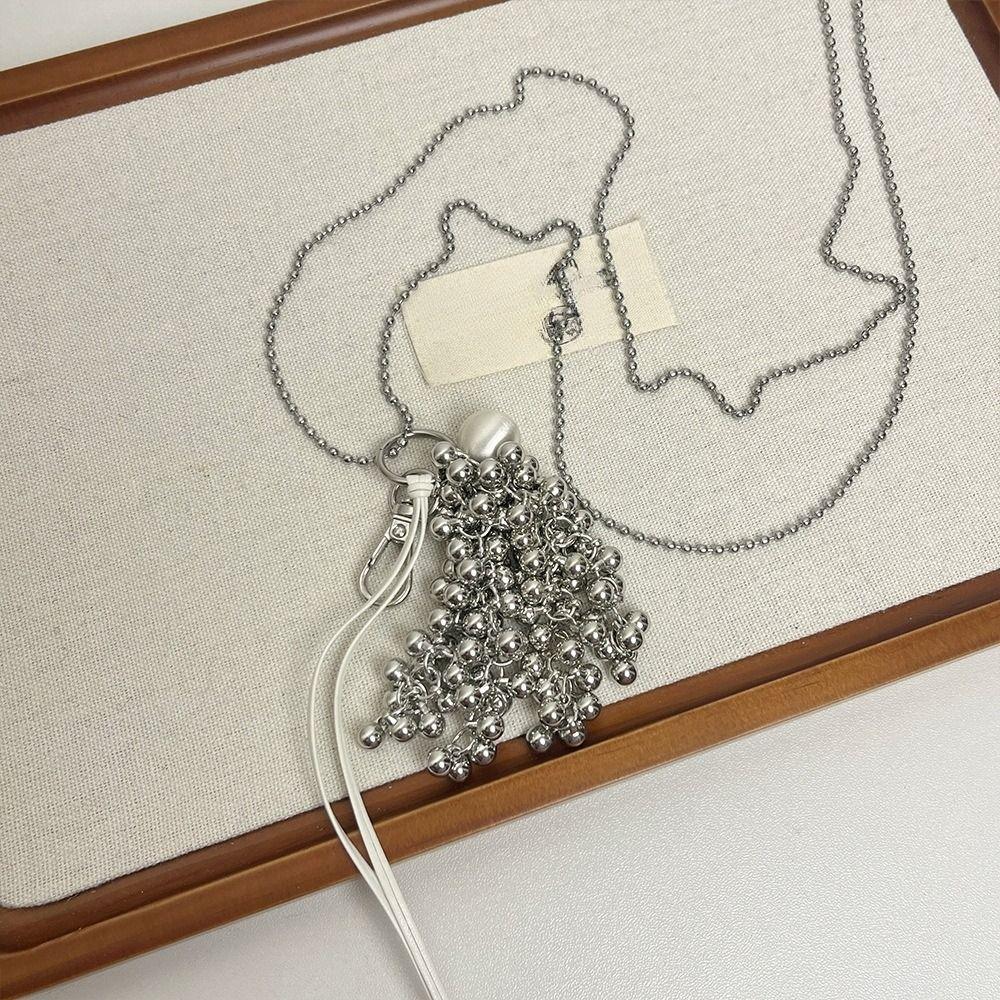 

Simple Metal Necklace Titanium Steel Beads Pedant Necklace Creative Beaded Grape Necklace Women срібний/чорний