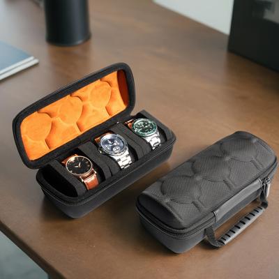 3/5 Slot Travel Watch Box,Hard Shell with Soft Velvet Lining, Shockproof,Pressure-Resistant Black Nylon Storage Case