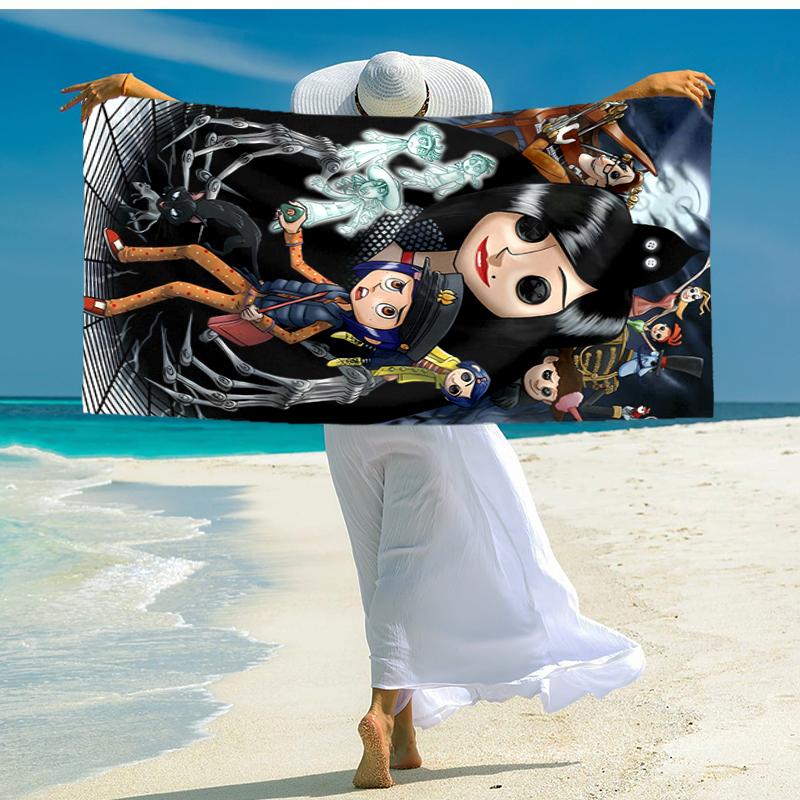 Ultra-Soft Beach Towel with Coraline Theme,Ideal for Pool - Camping, Diving - Perfect Travel Essential, Vibrant Beach Towel.