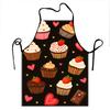 Cute Cupcake And Heart Pattern Apron For Baking And Cooking Kitchen Apron With Adjustable Straps Black Background Design