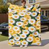 1PC Daisies FlowersOutdoor Flannel Blanket - Soft Plush Decor for Picnics, Camping, Bedroom, Playroom, Office, or Lunch Break 1358A