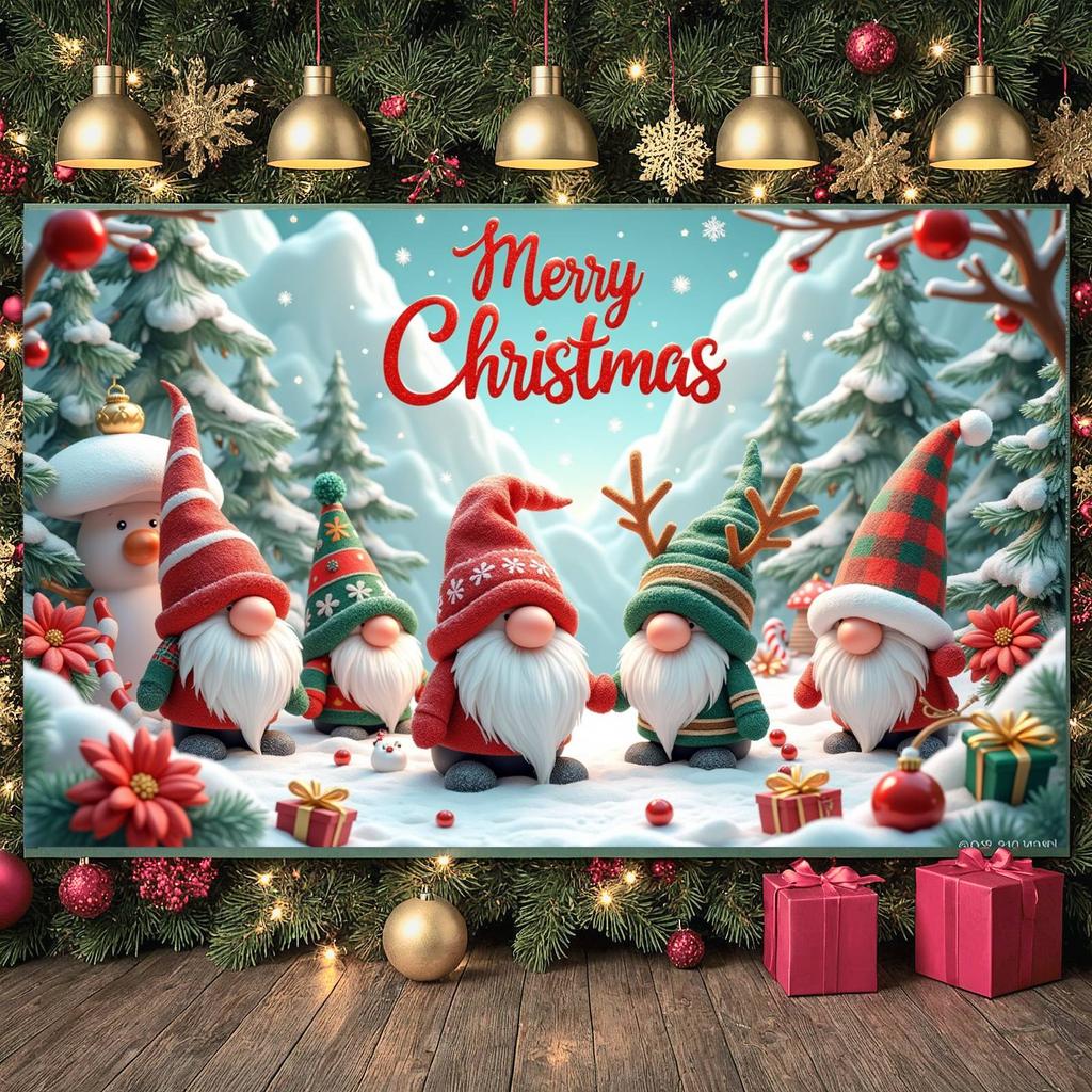 Winter Banner Gnome Design Christmas Party Banner Christmas Banner Snowflake Decor Christmas Backdrop For Indoor Event Home